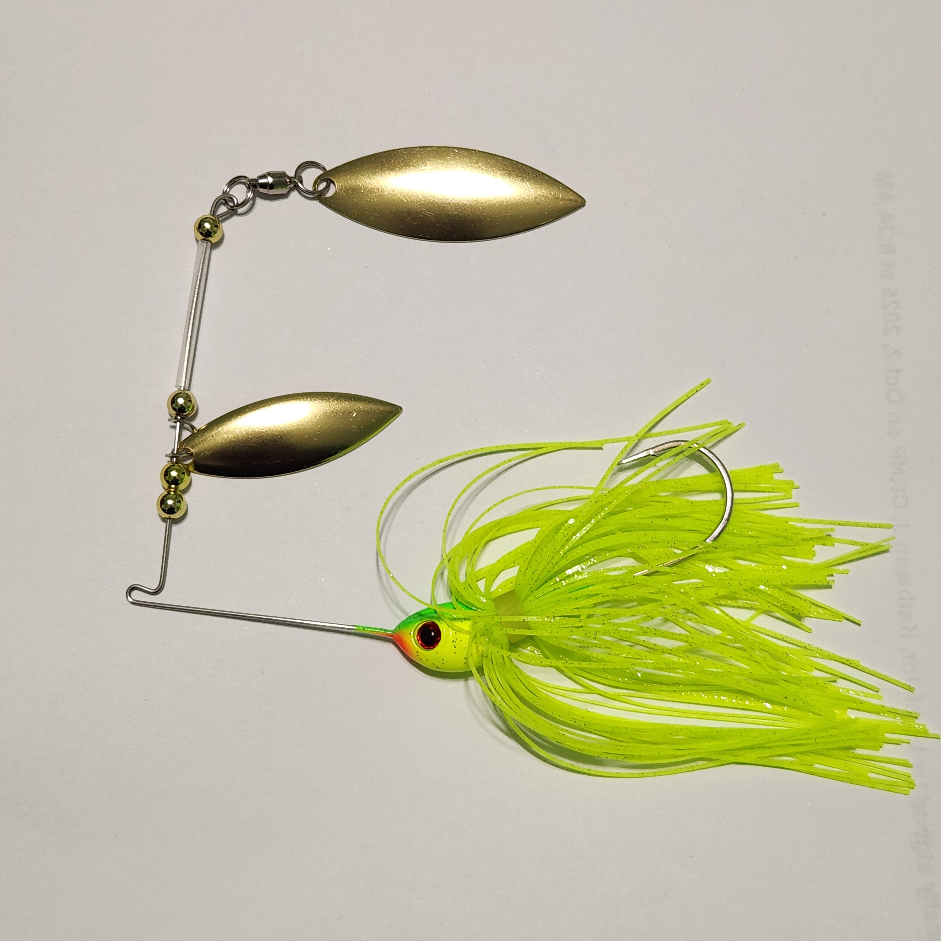 Double Willow Leaf Spinner Bait GOLD BLADES CHARTREUSE