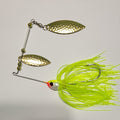 Double Willow Leaf Spinner Bait GOLD HAMMERED BLADES CHARTREUSE