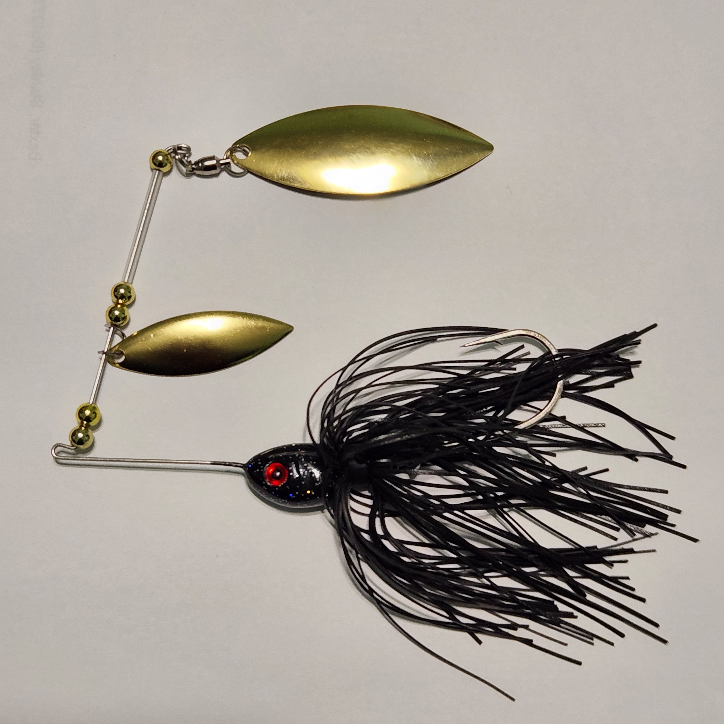 Double Willow Leaf Spinner Bait GOLD BLADE (BLACK WIDOW)
