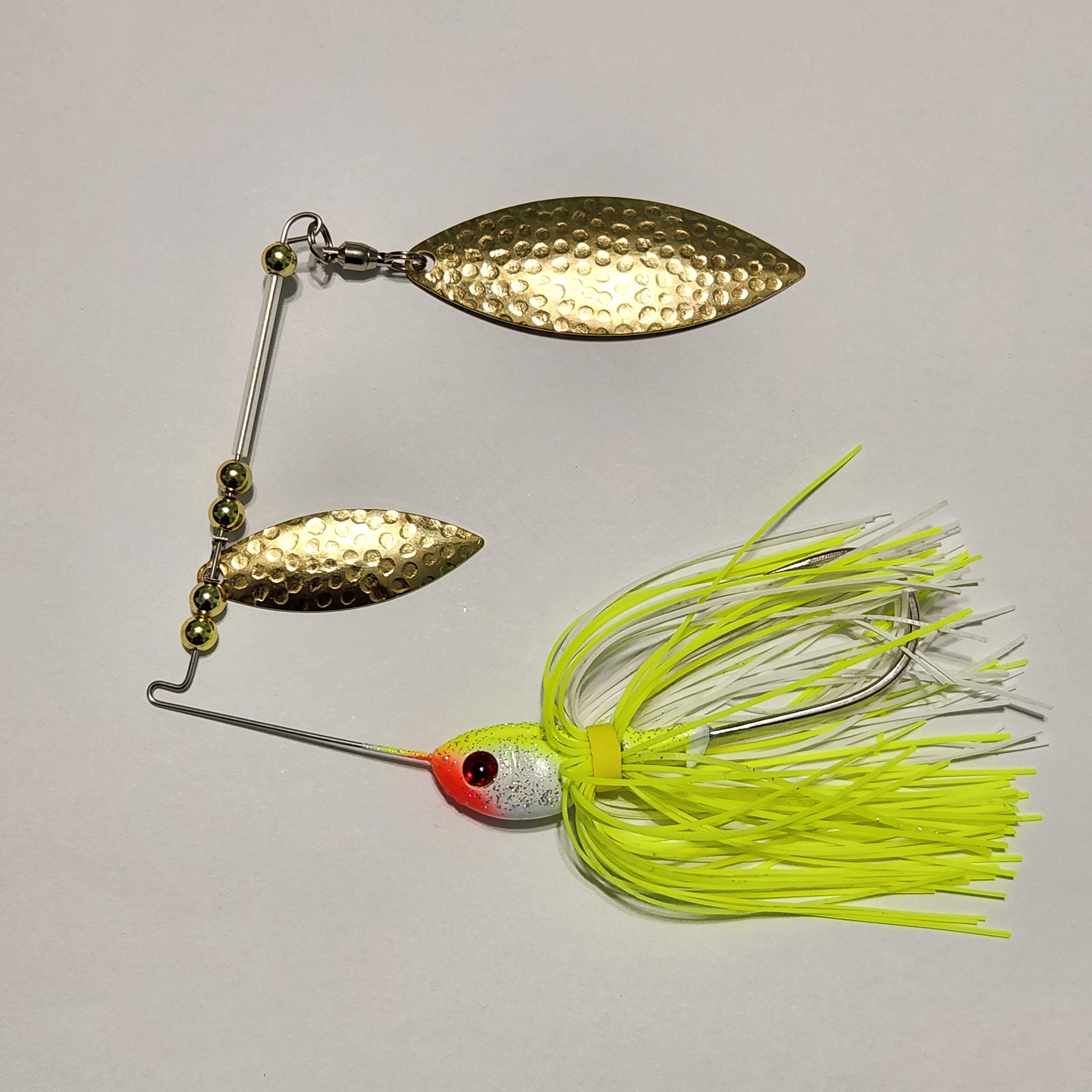 Double Willow Leaf Spinner Bait GOLD HAMMERED CHARTREUSE