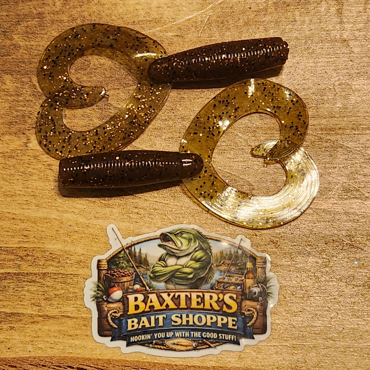 🌀 BAXTER’S BAITS TRIGGER GRUB™ Green Pumpkin Gold