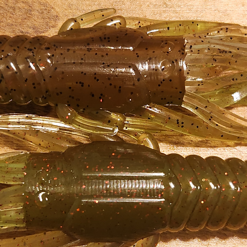 🦞 Baxter’s Baits Trigger Crawkin™ Green Pumpkin/Brown Red Flake