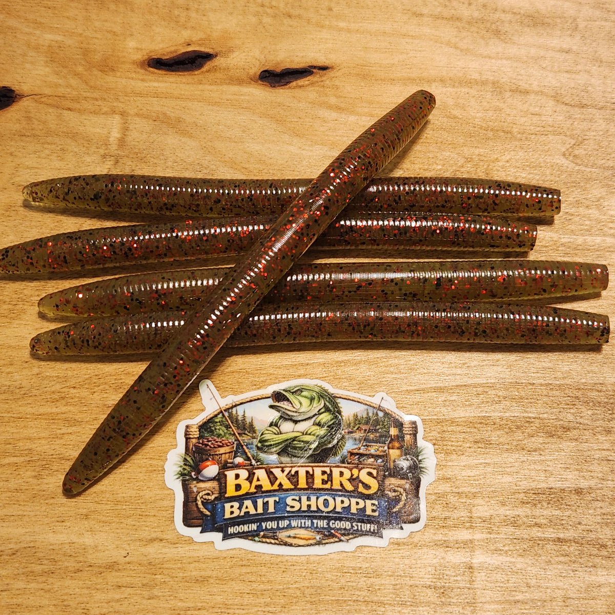 Trigger Stick Bait 5 inch Green Pumpkin Red flake