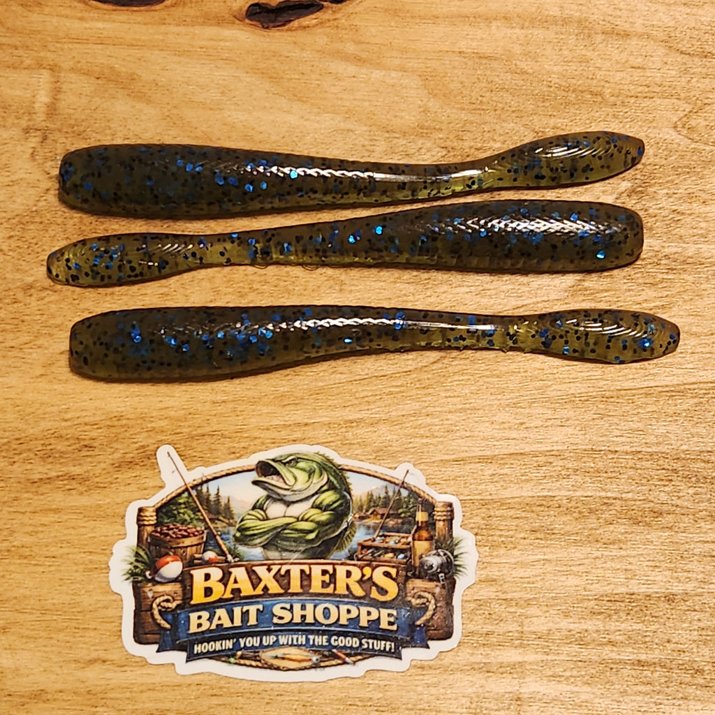 Trigger Flat™ Worm Green Pumpkin Blue Flake
