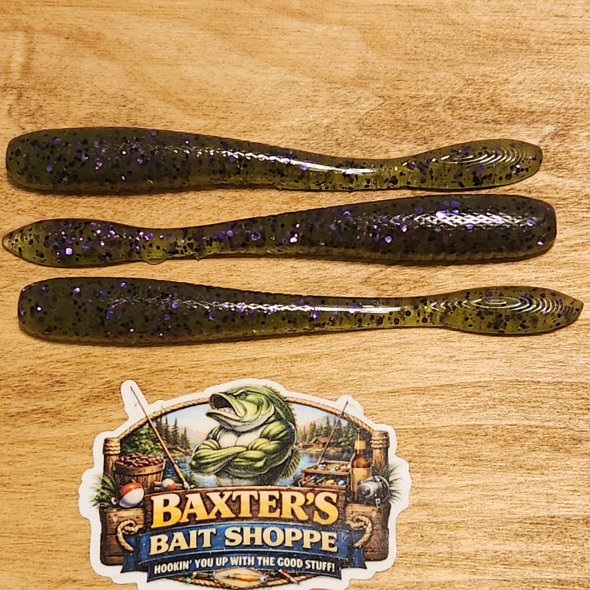 Trigger Flat™ Worm Green Pumpkin Purple Flake
