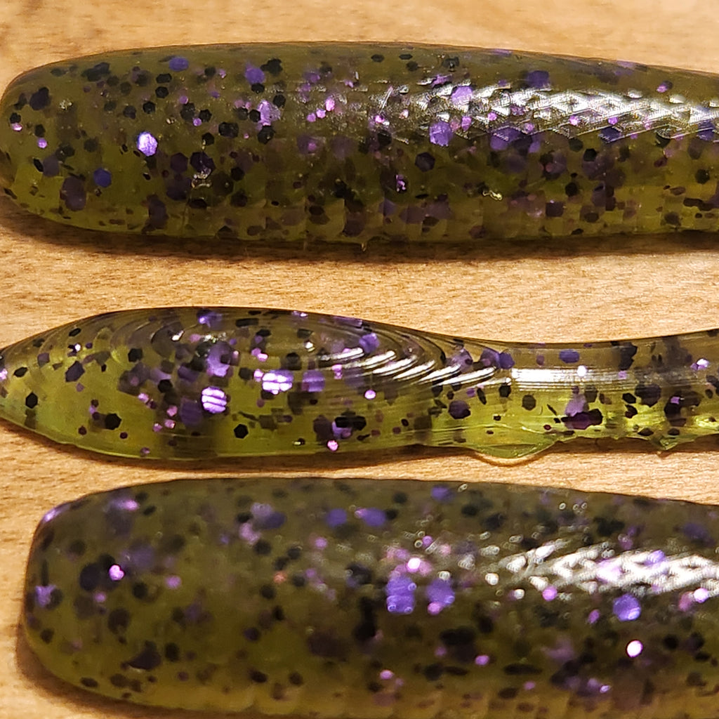 Trigger Flat™ Worm Green Pumpkin Purple Flake