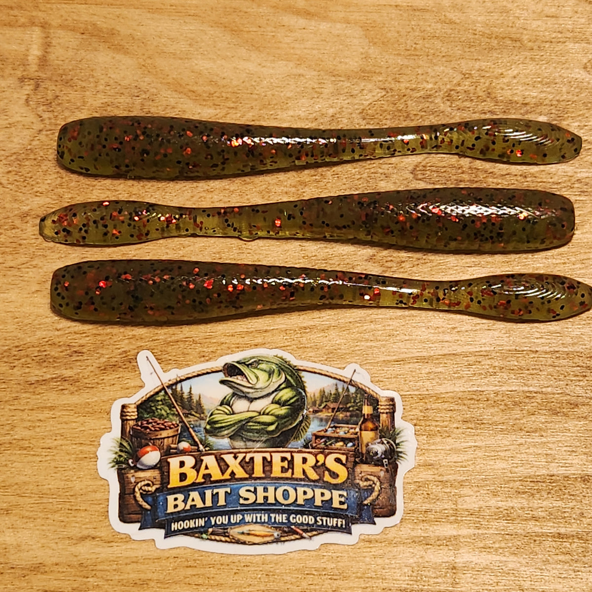 Trigger Flat™ Worm Green Pumpkin Red Flake