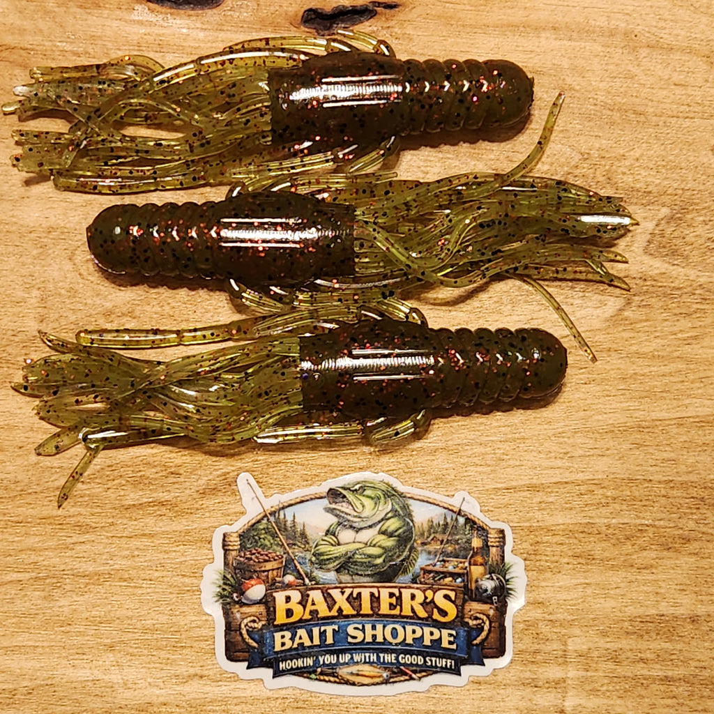 🦞 Baxter’s Baits Trigger Crawkin™ Green Pumpkin Red Flake