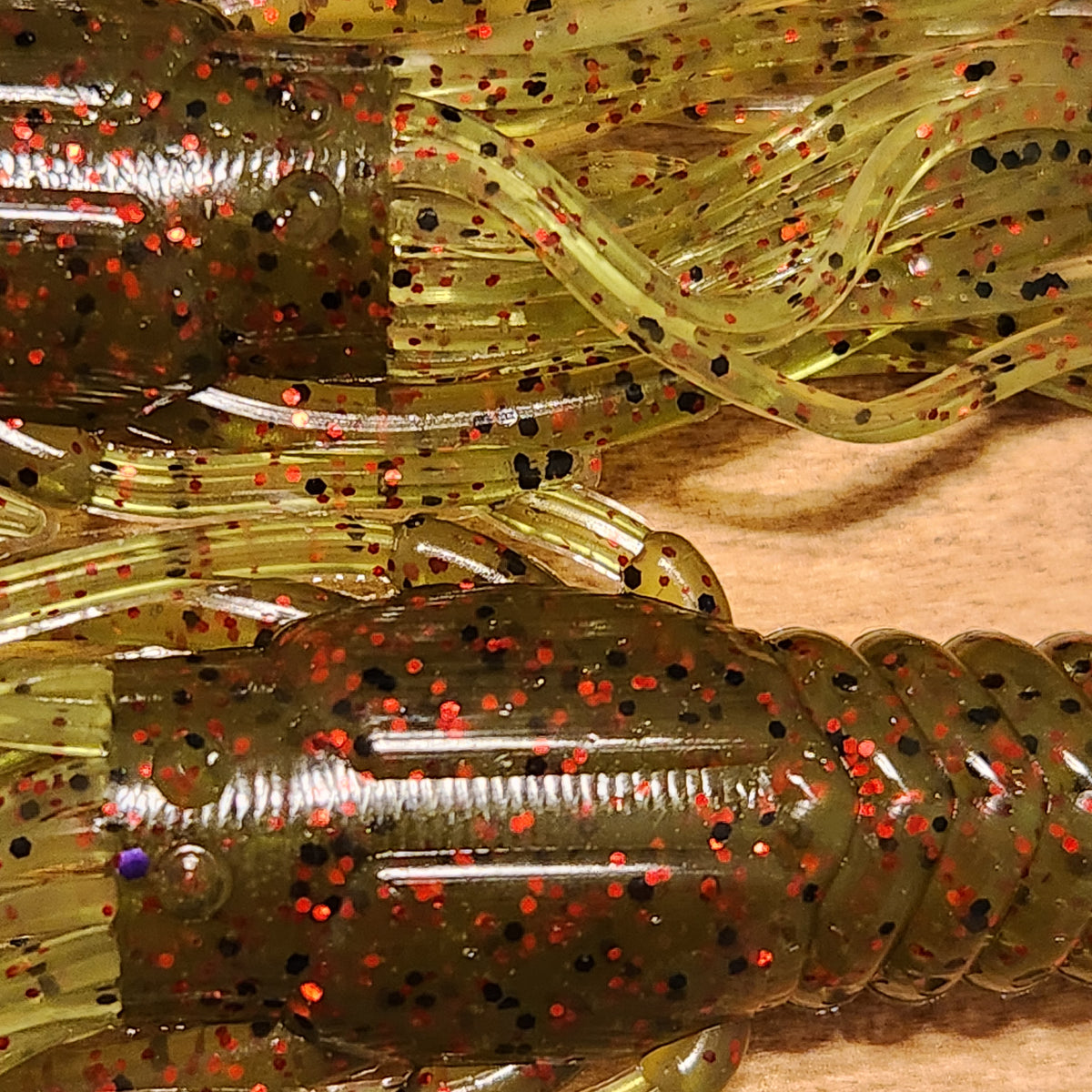 🦞 Baxter’s Baits Trigger Crawkin™ Green Pumpkin Red Flake